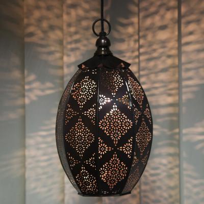 China Brown Metal Oval Moroccan Hanging Ceiling Lamp - 20 x 38 Te koop