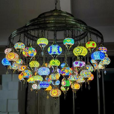 China Wholesale Hanging glass chandeliers light Turkish Moroccan Pendant Light Handmade Glass Lamps for sale