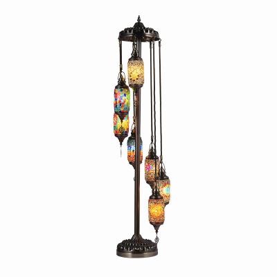 China Bohemian Style Handmade Turkish Lucite 7 Head Staircase Floor Lamp for sale