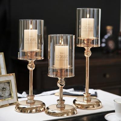 Κίνα sets metal glass Candle holder Vintage Romantic Dining Candlelight heat-resisting candlestick Table center piece Props Household προς πώληση