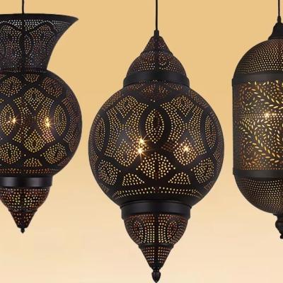 China Modern Arabic Lantern Lamp Iron Ceiling Hanging Light Moorish Arabian Islamic Arabes Moroccan Chandelier Lighting Lamps for sale