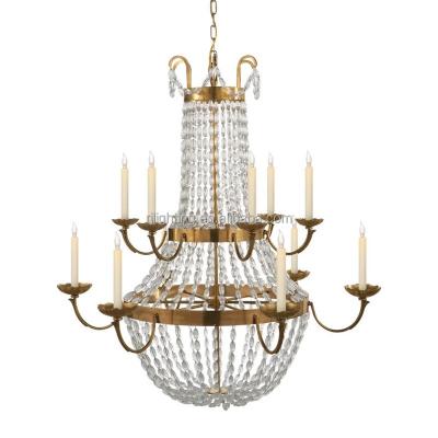 China French classic rustic crystal hanging chandelier hotel lobby decorative lighting room luxury restaurant brass chandeliers for sale