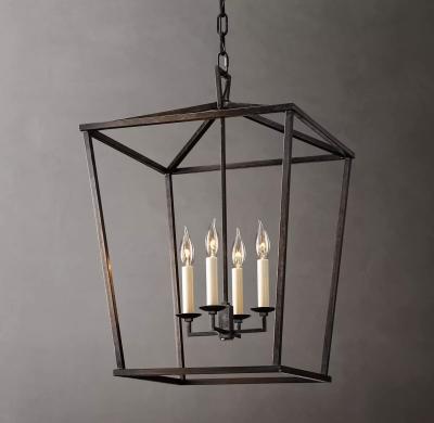 China 4 Lights Chandeliers Farmhouse Black Pendant Bird Cage Lighting Fixtures For Hallway Kitchen Island Dining Room Porch for sale