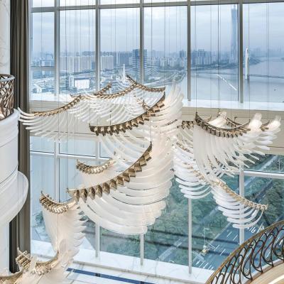 중국 Custom Modern Big Hand Blown Glass Luxury Crystal Chandelier Wing Hanging Lighting Hotel Lobby Nordic Led Pendant Light 판매용