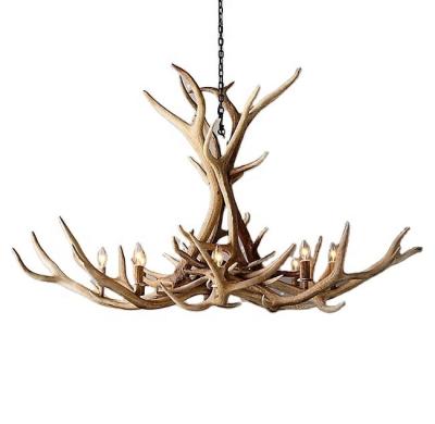 China Restaurant and Hotel Large Lighting Nordic Rustic style Antique Resin Antler Ceiling Lamp Chandelier 60