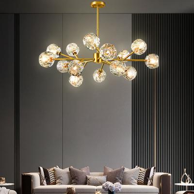 China Customized Decorative Luxury Iron Ball Crystal Chandeliers Lamp Pendant Lights Modern Living Room Chandelier For Dining for sale