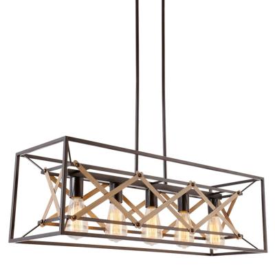 China ETL Listed Modern Farmhouse Chandelier Light Brown Transitional Pendant Hanging Lamp for Dining Room Kitchen Island for sale