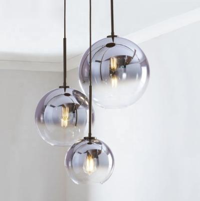 China Modern nordic E27 bulb amber glass ball hanging ceiling lamp pendant light for living room for sale