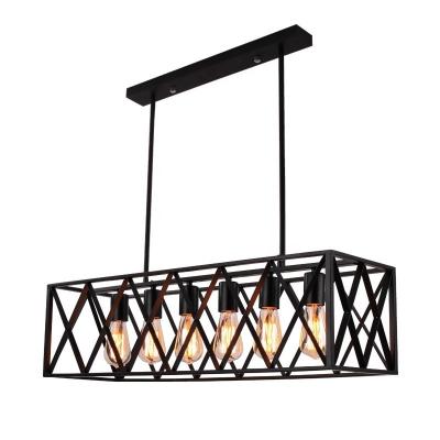 Chine Large Retro Black Light Vintage Commercial Chandelier Loft Industrial Iron Cage Hanging Pendant Lamps à vendre