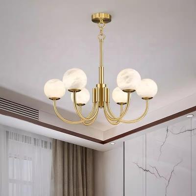 China Keli Modern Design Brass Marble Ball Hotel Chandelier Living Room LED Pendant Light for sale