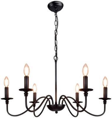 중국 Depuley Black Farmhouse Chandeliers, 6-Light Industrial Iron Lighting, Classic Candle Ceiling Pendant Light Fixture 판매용