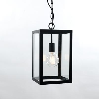 China Matte Black Metal Cage Hanging Lantern Lamp Adjustable Length Cords Ceiling Pendant Lighting for Kitchen Restaurant for sale