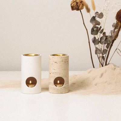 Cina MAXERY New Arrival Marble Brass Essential Oil Candle Holder Nordic Style for Home Decor Yoga Meditation in vendita