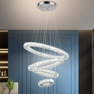 Chine Home Indoor Living Room K9 Crystal Ring Shape Round Circle LED Pendant Light Chandeliers à vendre