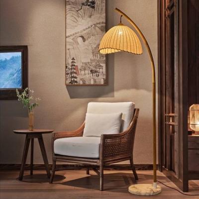 China Retro Bohemian Hanging Arc tall Lamp Antique Rattan Vertical Bed Room Farmhouse Living Floor for sale