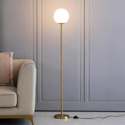 China Luxury Brass Glass Ball Nordic Standing Decorative Living Room Modern Floor Lamp for sale