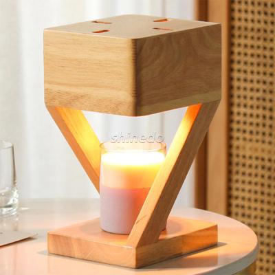 China Dimmable Solid Wood Candle Warmer Lamp Wax Melt Lamps for Scented Candles Desk Table Bedroom Night Lights à venda