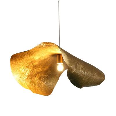 China 31-Inch Large Ceiling Lamp Hand Hammered Copper Pendant Light Lotus Leaf Post Modern Chandelier for Living Dining Room Decor Ki for sale