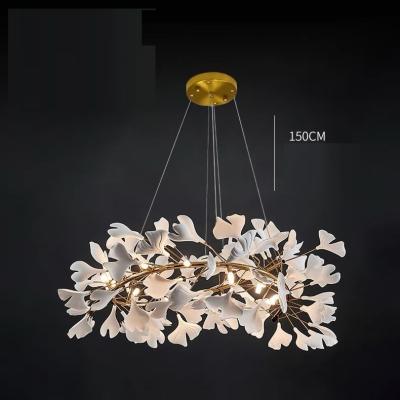 China Hot Sale Gingko Ceramic Flower Pendant Luxury Chandelier Light For Living Room Restaurant Hotel Model Simple 2024 for sale