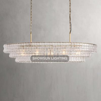 China Modern Large Oval Glass Chandeliers Bedroom Pendant Lights Fixtures Villa Hotel Lobby Chandelier Lighting for sale