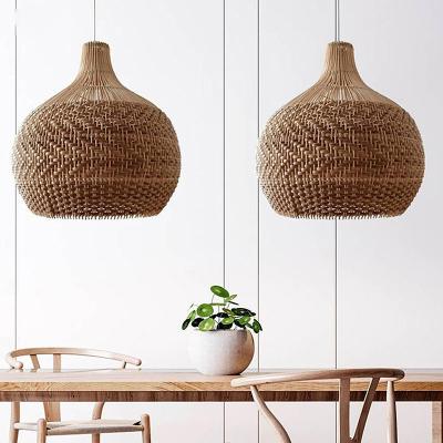 China Indoor Artsy rattan chandelier handmade pendant lamp shade Wicker lantern decorative for sale