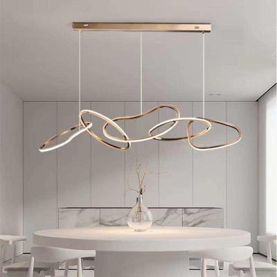 China Restaurant Light Luxury Bar Counter Personalized Stainless Steel Led Pendant Lamp Chandeliers for sale