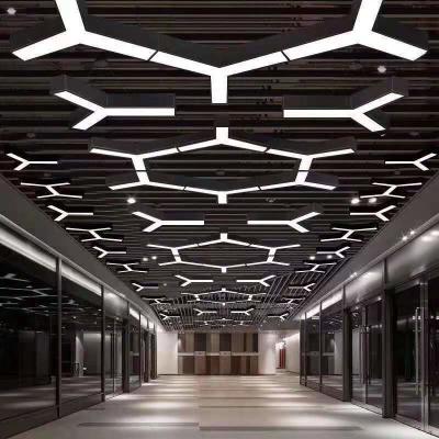 China LED Linear Pendant Light Black Iron Acrylic Ceiling Hanging Dining Room Kitchen Breakfast Bar Gym Supermarket for sale