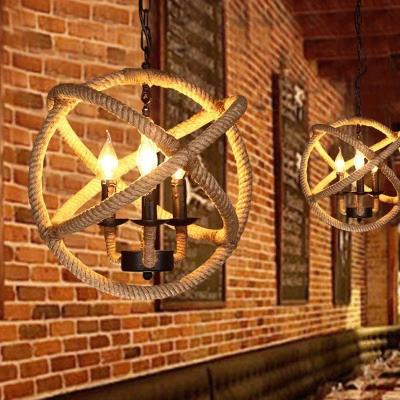 China Factory Price Retro Industrial Hemp Rope Hanging Chandelier Lighting Vintage Iron Led Lamp Pendant Light For Restaurant for sale