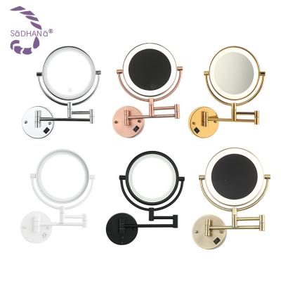 China Round Folding Rotating Magnifying Wall Mounted Bathroom Makeup Mirror 39*33*10cm IP20 for sale