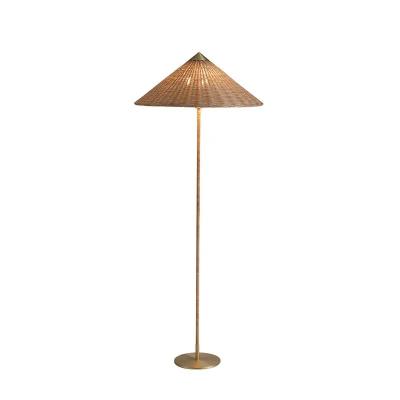 China GUBI 9602 Wabi-Sabi Brass Rattan Floor Lamp With Beige Lampshade 2025 Denmark Design for sale