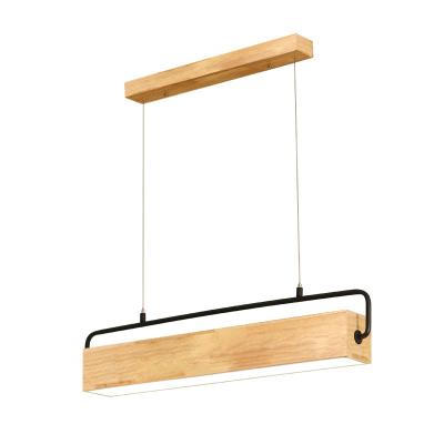 China Long Wooden LED Pendant Lights for Dining Table Kitchen Nordic Art Within Budget for sale