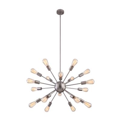 China Metal Shade Vintage Large Dimmable Sputnik Chandelier with 18 Lights Brushed Nickel for sale