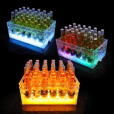 China Bar transparente personalizado KTV luz LED Almacenamiento de cerveza cubos de hielo de plástico bañeras de bebidas en venta