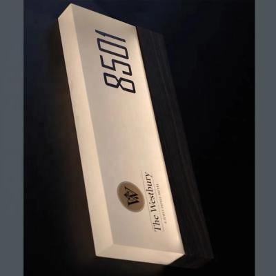 China Customized Size Electroplated Back-Lit Led House Number Sign Acrylic Plate Rectangle Te koop