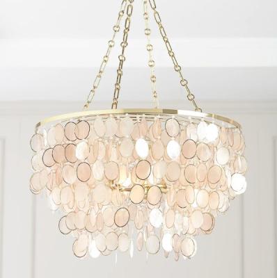 China Bedroom 3-Light Capic Chandelier Japanese Sweet Design Shell Coastal light fixtures for sale