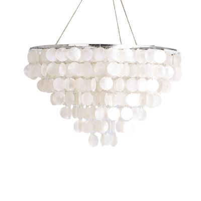 China White Capiz Seashell Chandelier in Modern Coastal EUROPEAN Design for Fashionable Homes for sale