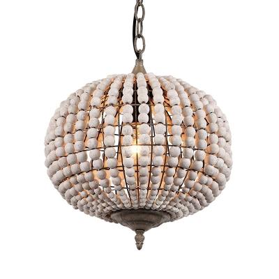 China Modern Vintage Europe E27 LED Wooden Beads Pendant Lights Chandelier Wood Material 5kg for sale