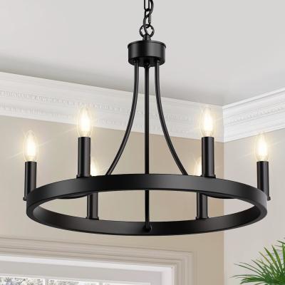 Chine 360° Beam Angle LOHAS 6-Lights Wagon Wheel Chandelier Kitchen Island Lighting Fixture à vendre