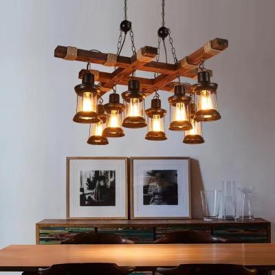 China Rustic Vintage Boat Hanging Antique Loft Chandelier Led Wooden Home Pendant Lights for sale