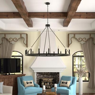 China Farmhouse Style 16-Light Wagon Wheel Chandelier for Living Room and Staircase Project for sale