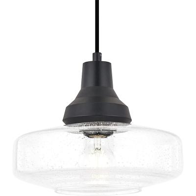 China Transform Your Space with Matte Black Seeded Glass Pendant Light No DIY Required for sale