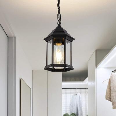 China Black Outdoor Hanging Lanterns Chandelier for gazebo and porch Te koop