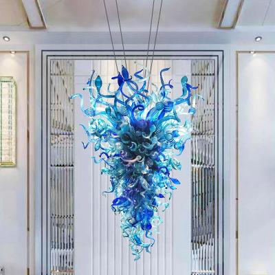 China Blue Murano Hand Blown Glass Chandelier Lighting for Modern Art Decor Support Dimmer for sale