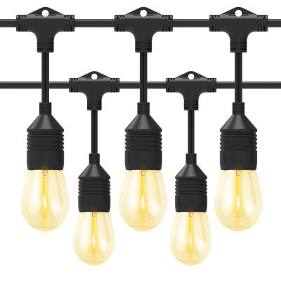 China 48ft 15pcs Suspended Dimmable Edison Bulb Outdoor S14 String Lights LED Patented Design for sale