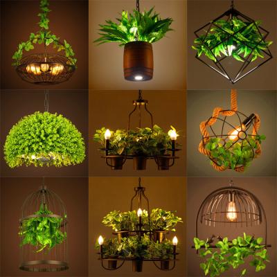 China Industrial Art LED Floral Chandelier Contemporary Lighting for Hotel Bar Green Plants for sale