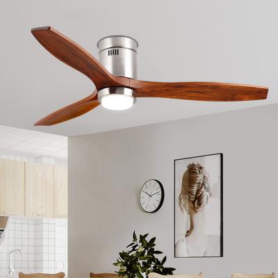 China 110-240V Input Voltage 52inch Ceiling Fan with Three Solid Wood Blades and LED Lights for sale