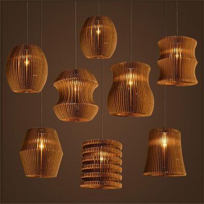 China Corrugated Paper Vintage Art Led Pendant Light for Modern Home Office Lamp Year 80 N Te koop