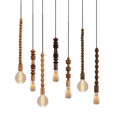 China DIY Modern Interior Lighting Beads Wooden Pendant Light for sale