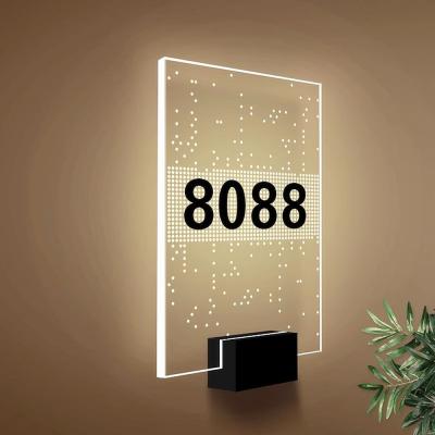 China Luz LED de alto brillo Color personalizado Número de habitación de metal señalización para la puerta de la casa del hotel de diseño más reciente en venta