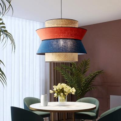 Κίνα 10-15 Sqm Japanese Ceiling Light Chandelier Fabric Rattan Lamp Shade for Hotel Restaurant Home Bedside Hanging Chandeliers προς πώληση